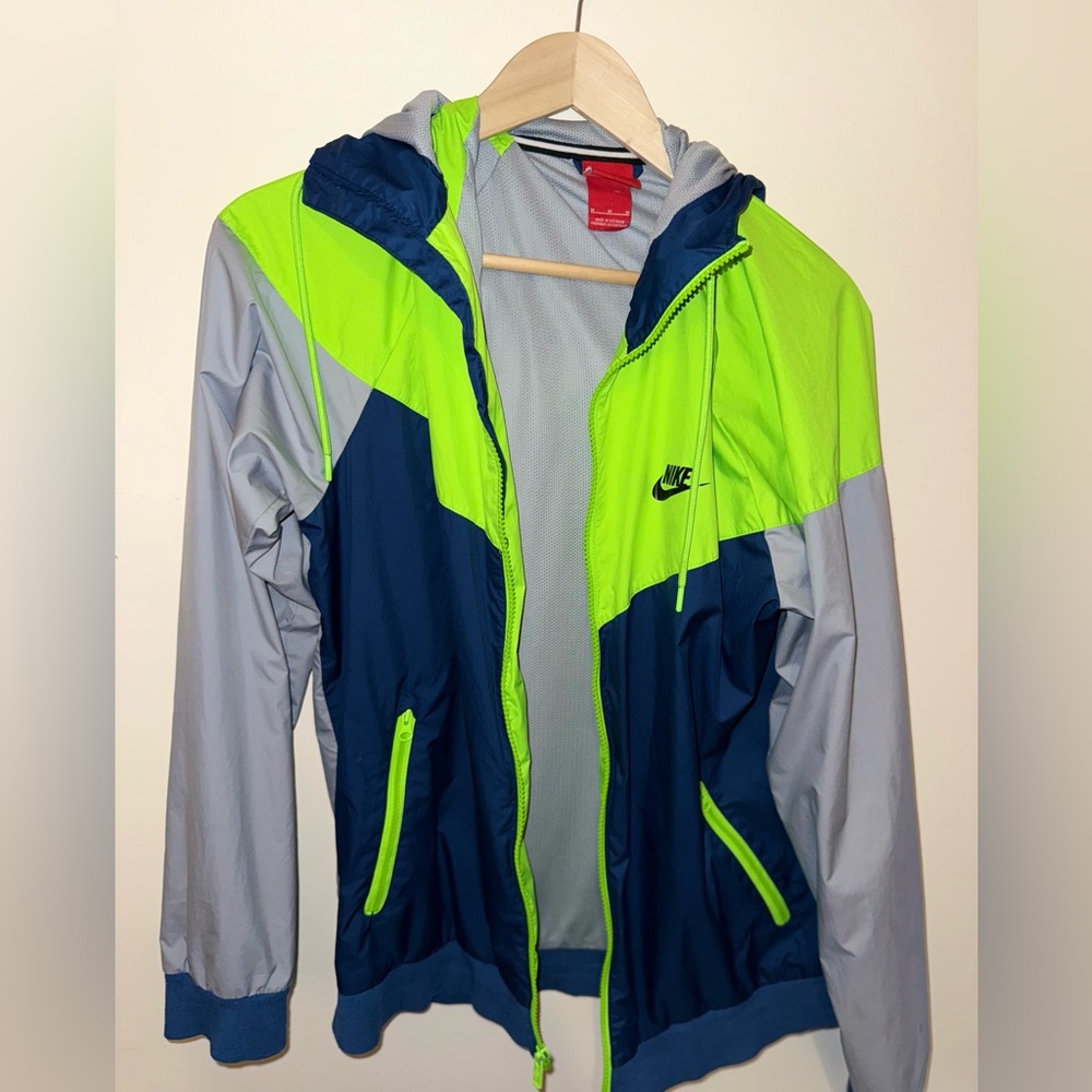 Nike Neon Green and Blue Windbreaker Jacket